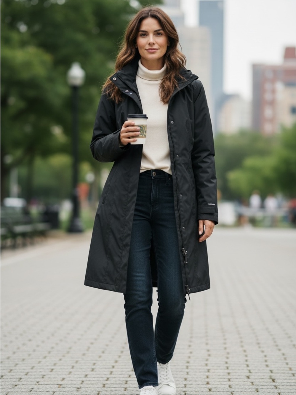 Eddie Bauer Black Long Trench Coat